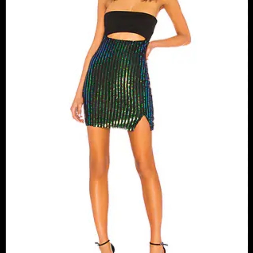 h:ours Women's‎ Strapless Bodycon Mini Dress with Sequin and Bead Embellished